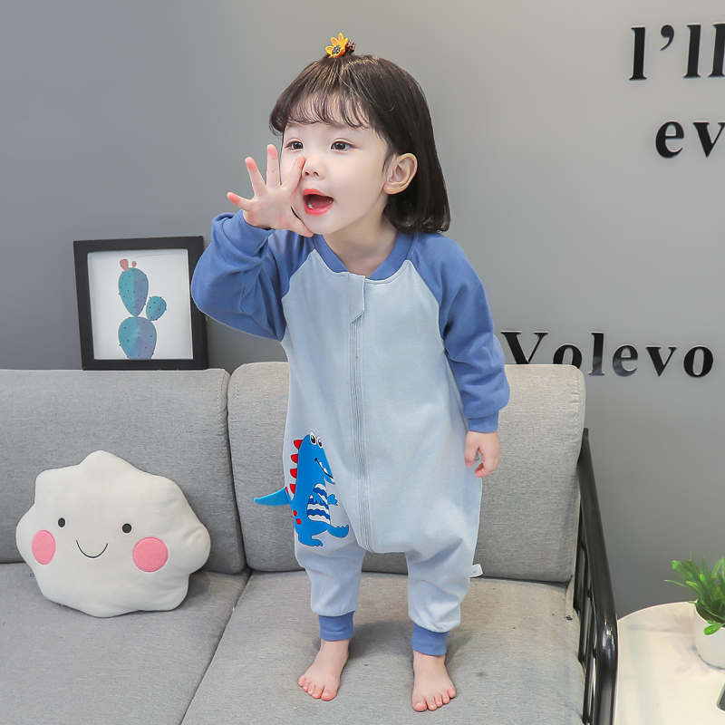 儿童连体睡衣春秋男女宝宝睡袋分腿防踢被婴儿纯棉薄款小孩家居服