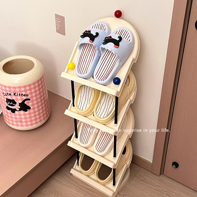 斜坡鞋架多层简易家用入户窄门2024新款宿舍出租房门口鞋子收纳架