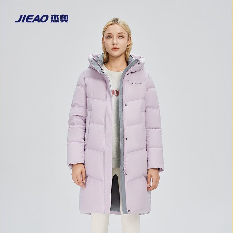 JIEAO/杰奥女士中长款羽绒服2025新款爆品冬季休闲加厚户外外套