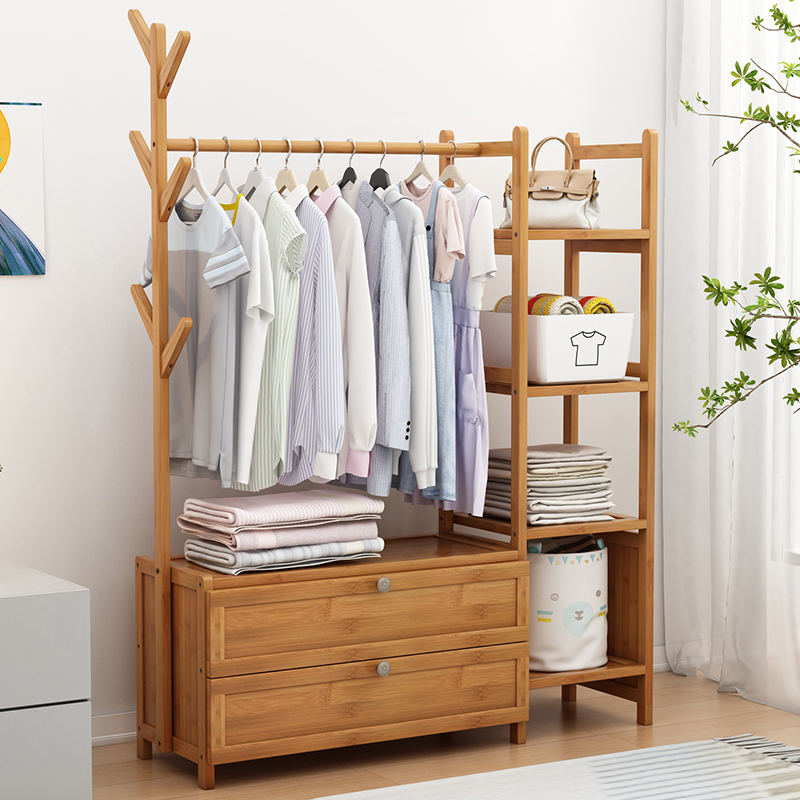 过早落地衣帽架卧室简易挂衣架多功能家用置物架立式放挂衣服架子