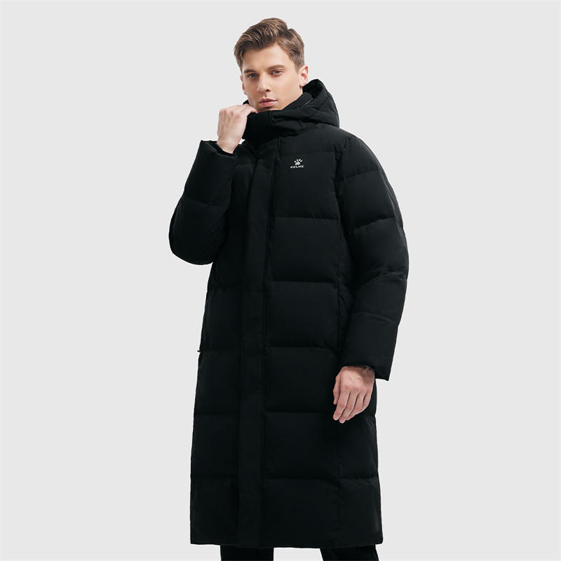 卡尔美官方长款羽绒服大衣秋冬防寒保暖加厚连帽外套防风冬季奥莱