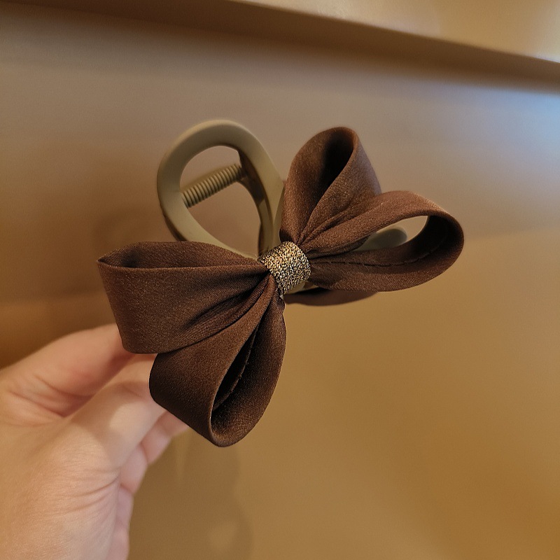 8CM中号抓夹布艺蝴蝶结发夹后脑勺顶夹半扎夹韩国新款鲨鱼夹气质