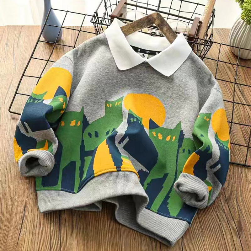 【粉丝专享】儿童翻领卫衣春秋新款中大童卡通休闲卫衣POLO上衣潮