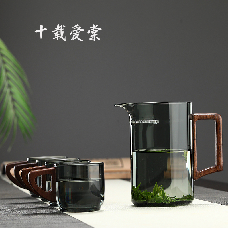 十载爱棠泡茶公道杯月牙过滤水杯髙硼硅玻璃耐高温防爆喝茶公道杯
