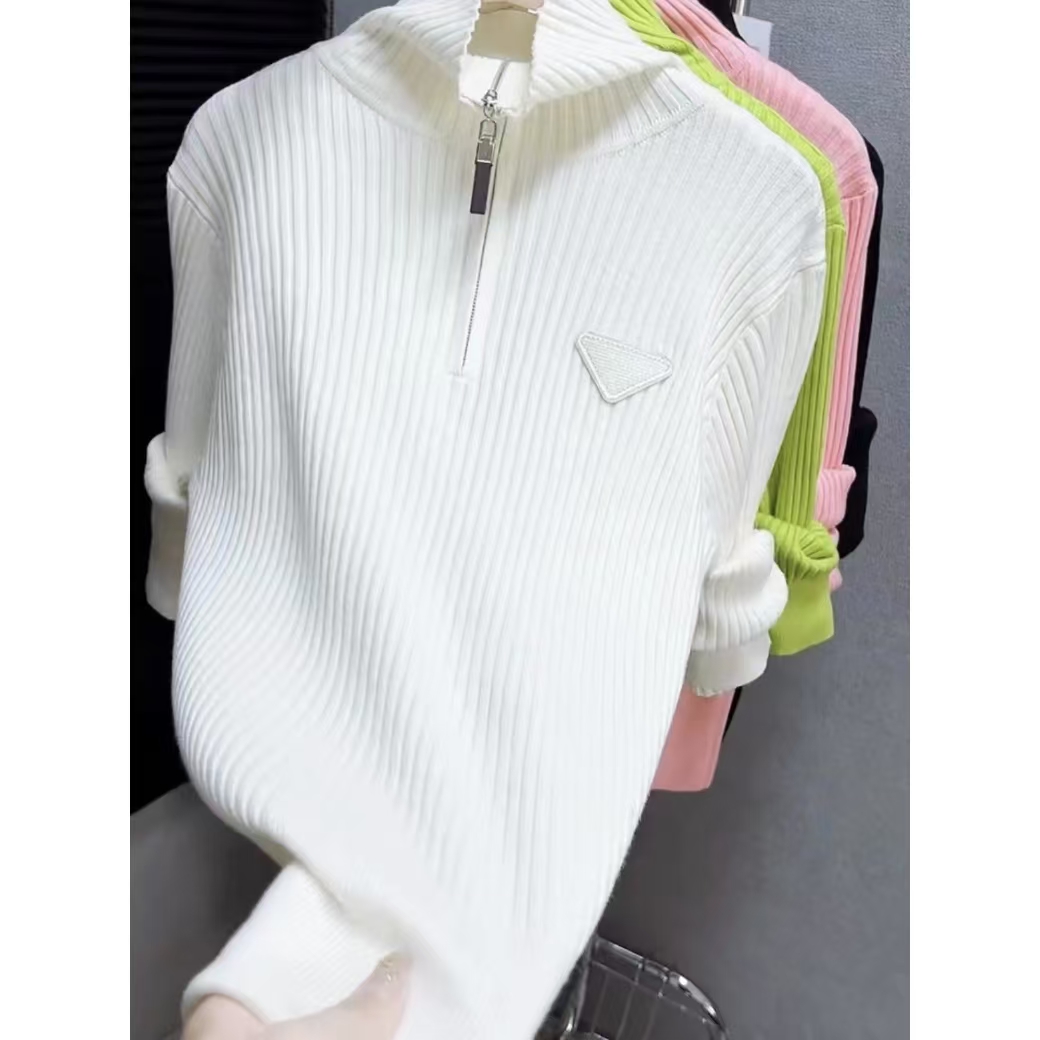 慵懒风三角标高领针织衫毛衣女欧货秋冬新款宽松时尚百搭打底上衣