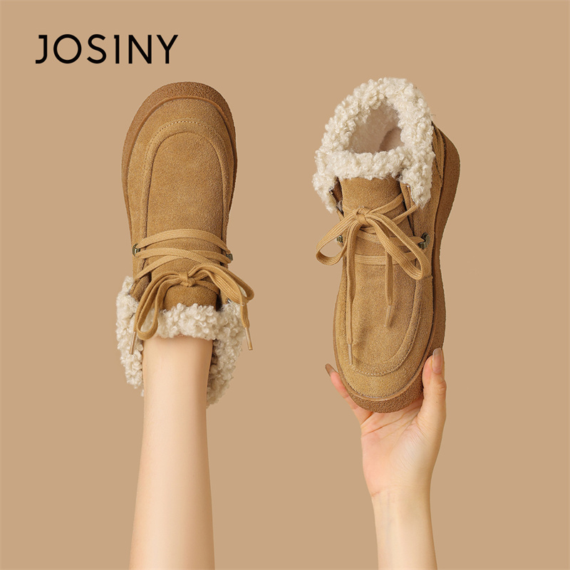 卓诗尼大棉鞋厚底2025年新款雪地靴冬加绒加厚防滑保暖短靴懒人鞋