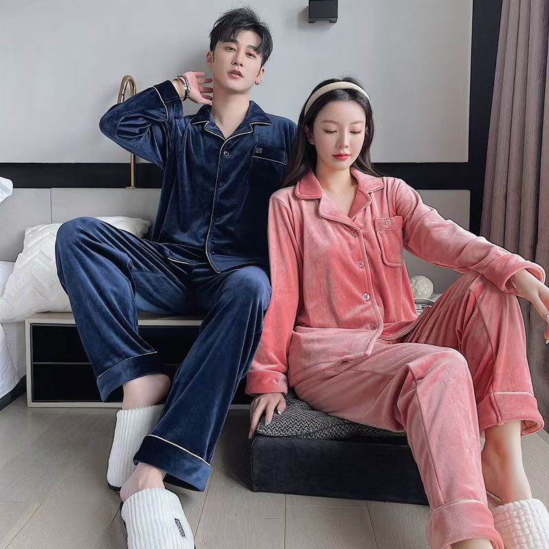 高品质超柔双面绒海岛绒加厚加密保暖情侣男女睡衣HTT家居服