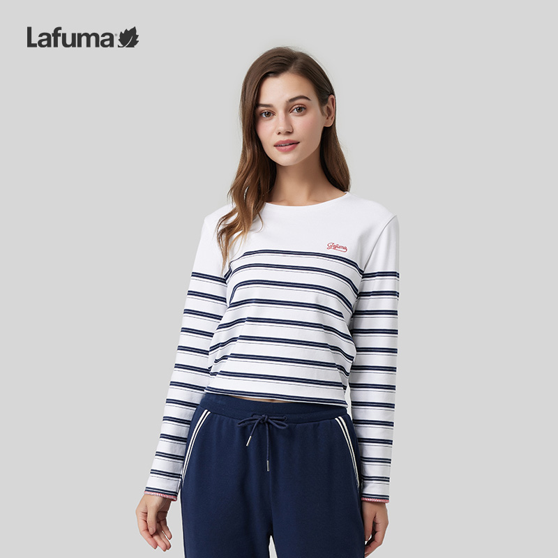 LAFUMA乐飞叶户外色织条纹圆领长袖T恤女长袖打底衫上衣LFTS3CL86