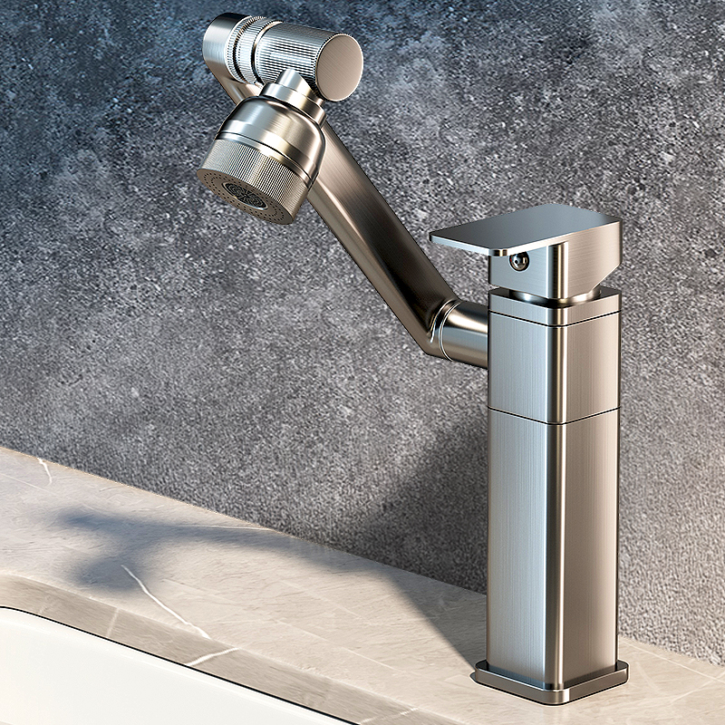 全铜招财猫洗脸盆冷热水龙头卫生间万向机械臂浴室洗脸面盆水龙头