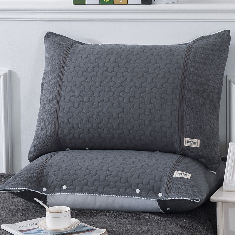 纯棉魔术枕套一对欧式高档带扣半包防滑多层枕头巾单人通用吸汗