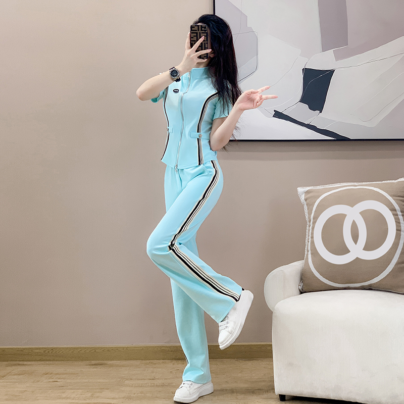 夏季运动套装休闲显瘦气质时尚阔腿减龄洋气衣服女薄款两件套