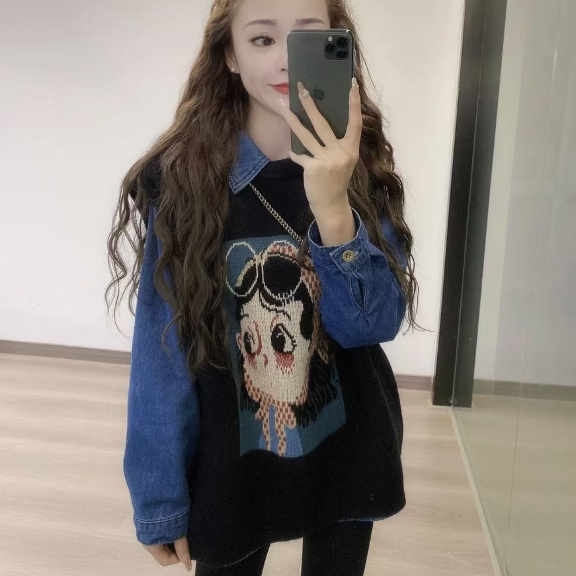 提花女孩针织马甲秋冬新款宽松百搭软糯叠穿毛衣背心