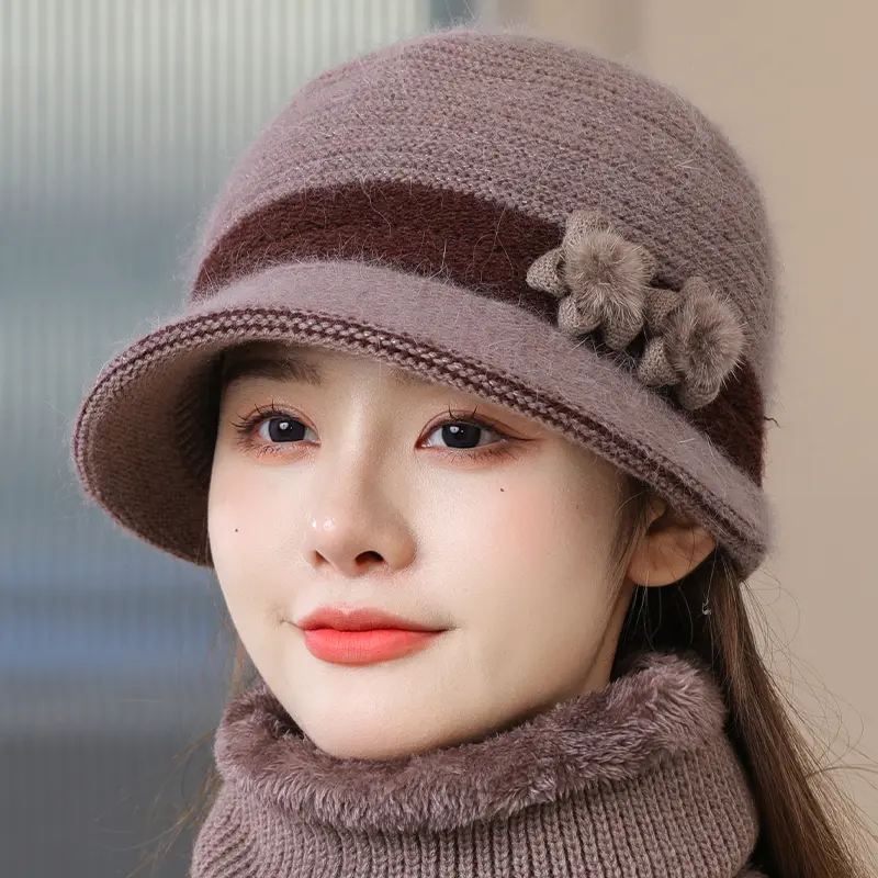 冬天中老年人帽子女妈妈针织保暖盆帽百搭奶奶兔毛线帽加厚防寒帽