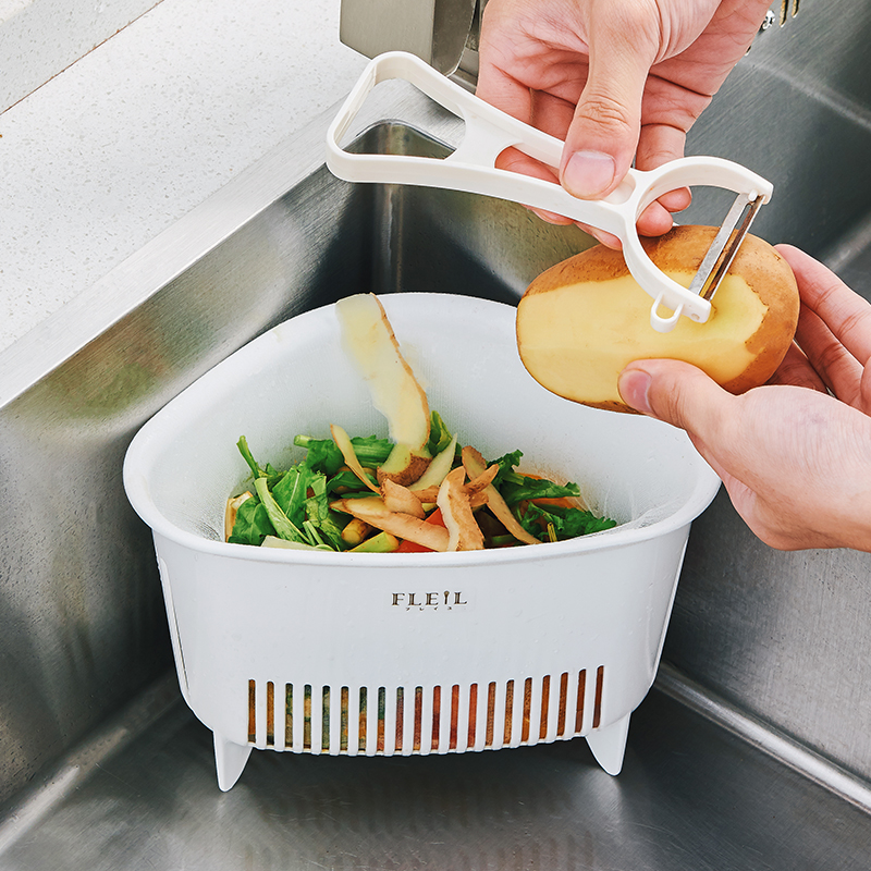 日本进口厨房水槽垃圾桶立式厨余垃圾沥水篮剩菜残渣过滤网置物架