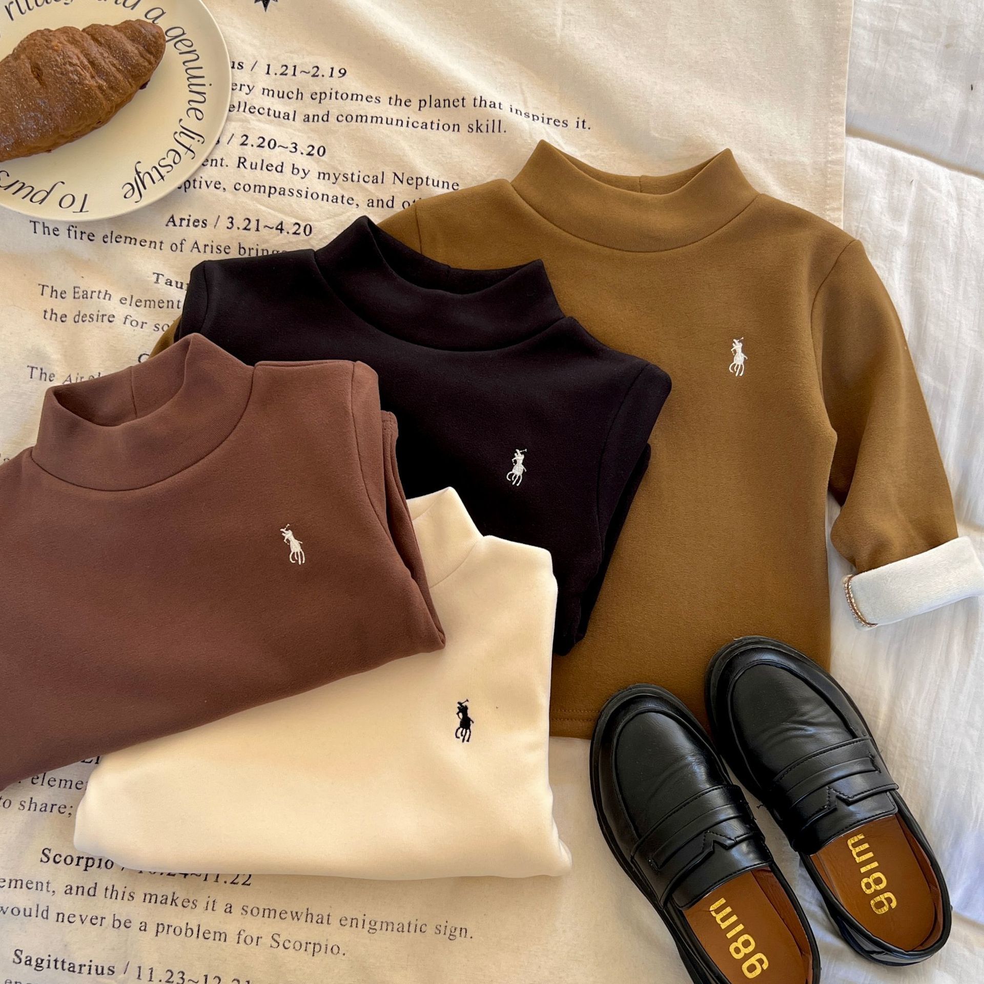 儿童打底衫一体绒冬季韩版女童半高领上衣T恤男童加厚长袖衣服潮