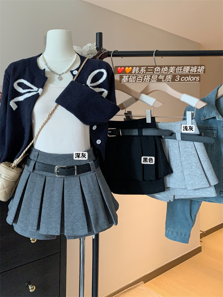 辣妹百褶半身裙女春夏新款高腰显瘦a字短裙小个子防走光裙裤