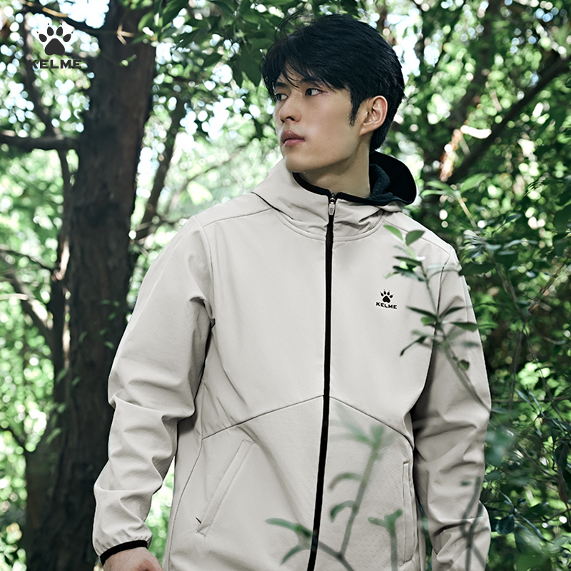 卡尔美旗舰店【加绒外套】梭织外套连帽防风保暖户外冬雅BX