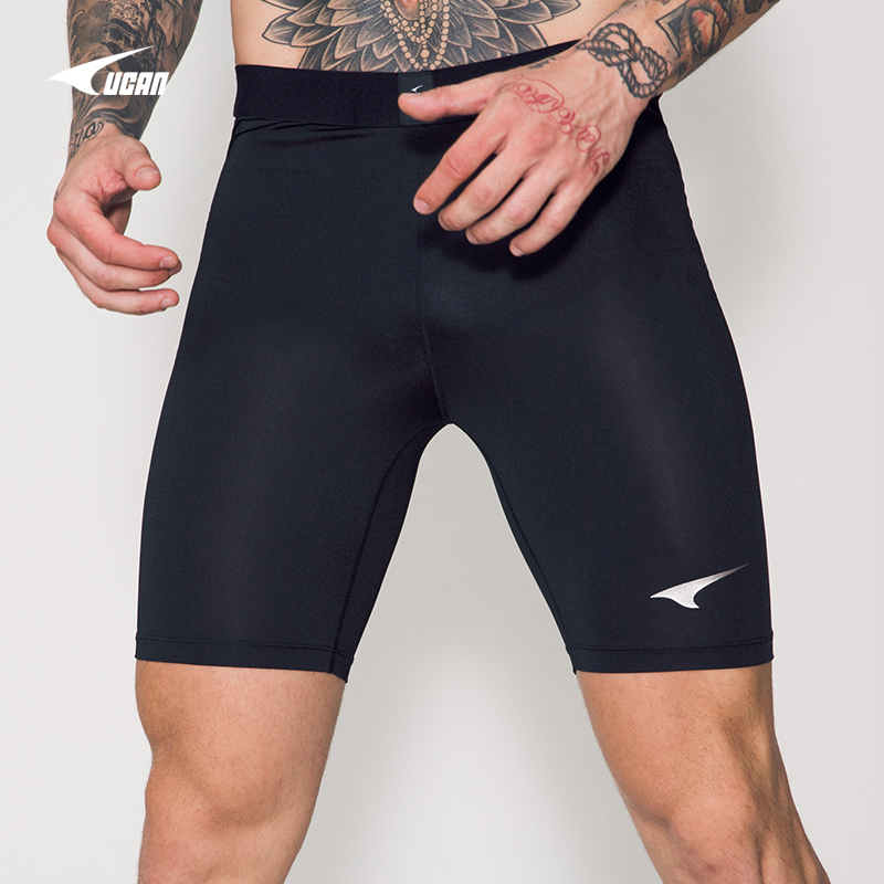UCAN锐克紧身短裤成人儿童健身房跑步运动透气打底足球训练铲球裤