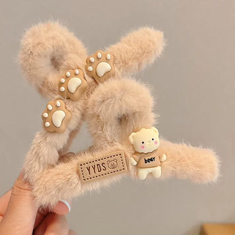 秋冬可爱卡通毛绒抓夹大号鲨鱼夹网红气质发卡夹子头饰毛毛绒发夹