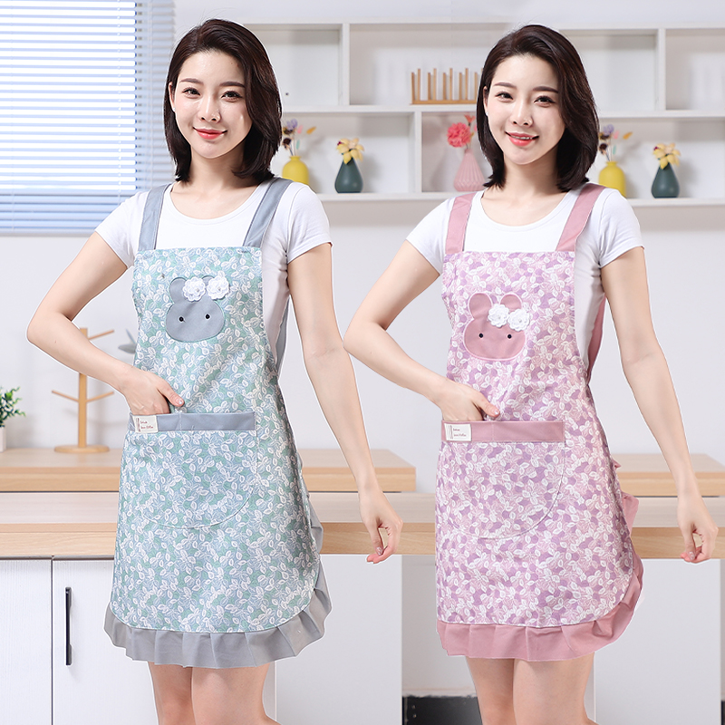 新款透气纯棉围裙耐脏防油防污时尚可爱厨房家用女洋气上班工作服