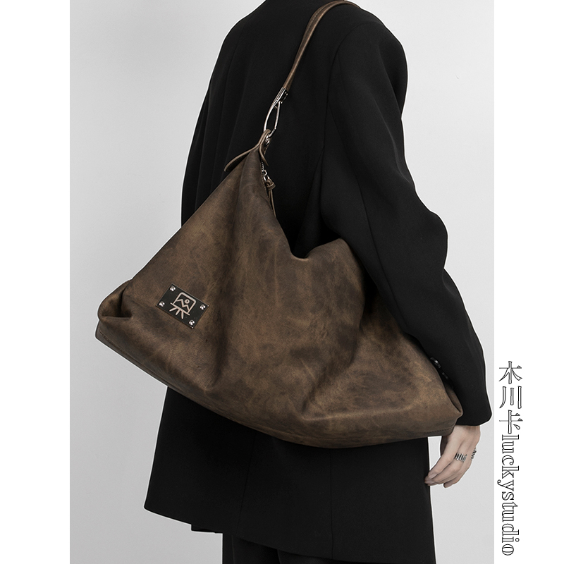 木川卡  原创复古高级感腋下托特包大容量软皮休闲手提单肩斜挎包