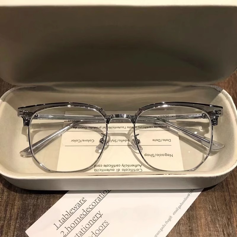变色近视眼镜斯文理工男可配度数眼眶镜架痞帅半框平光镜防紫外线