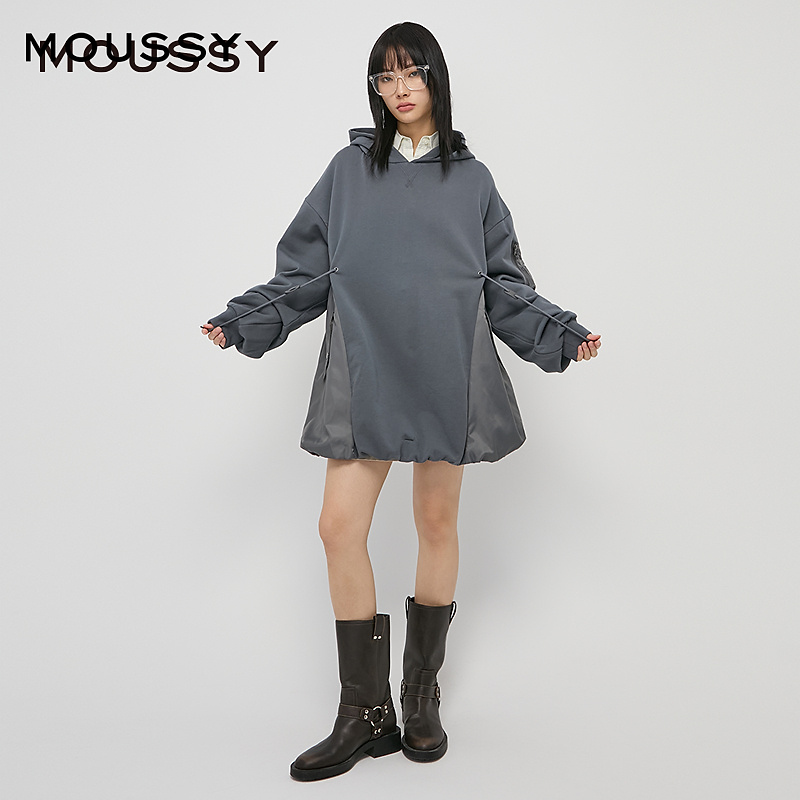 MOUSSY2025新款工装风拼接连衣裙028HAZ80-0611