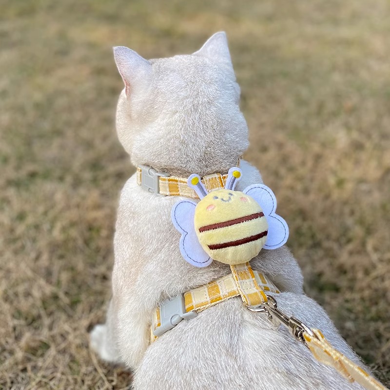 猫咪牵引绳工字型防走丢遛猫绳防挣脱夏外出用幼猫绳子家用牵引带