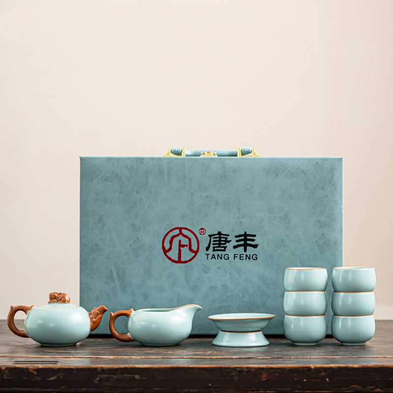 唐丰天青汝窑貔貅茶具套装2025新款家用中式泡茶器具礼盒装伴手礼