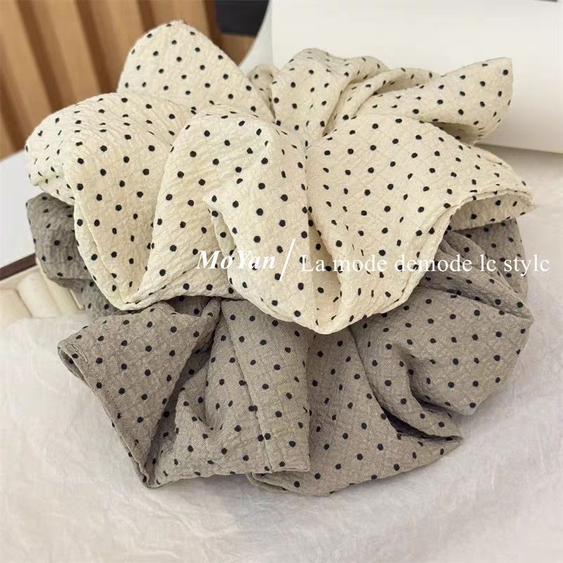 泡芙波点布艺大肠发圈女复古网红发绳2024新款高级感皮筋头绳头花