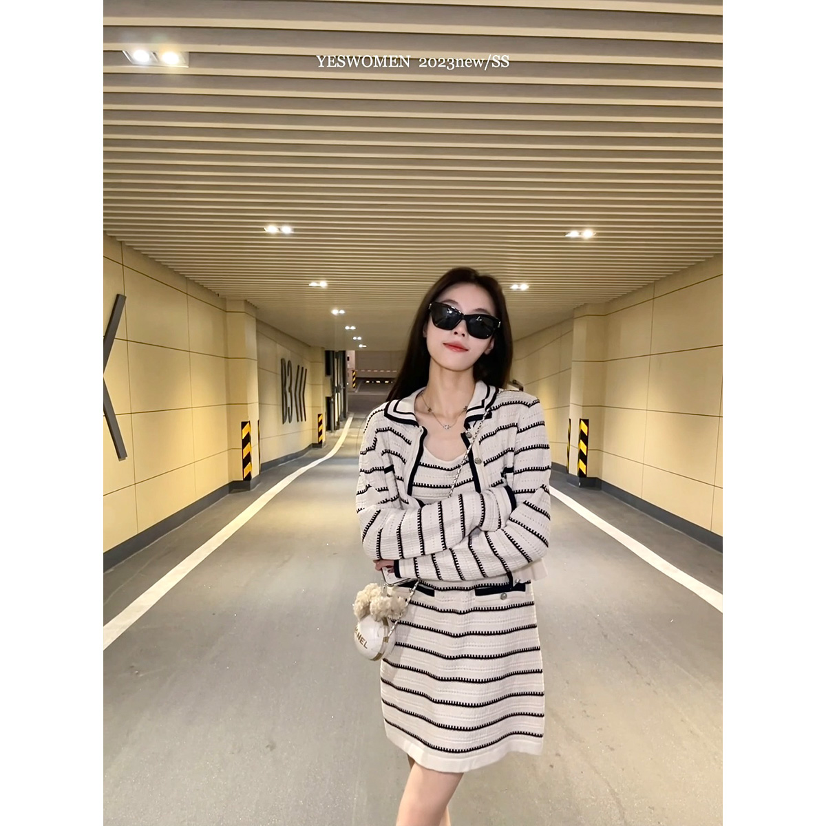 YESWOMEN 【DA】恰好心动撞色条纹毛织裙 DYF0203
