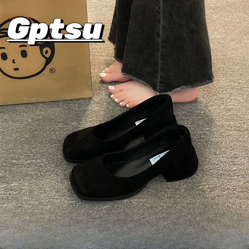 GPTSu气质浅口单鞋女新款法式粗跟玛丽珍高跟鞋百搭时尚通勤女鞋