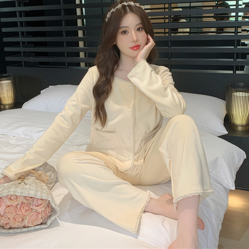 【奶黄包】露思同款秋冬海岛绒双面绒家居服长裤女士宽松软乎乎长袖