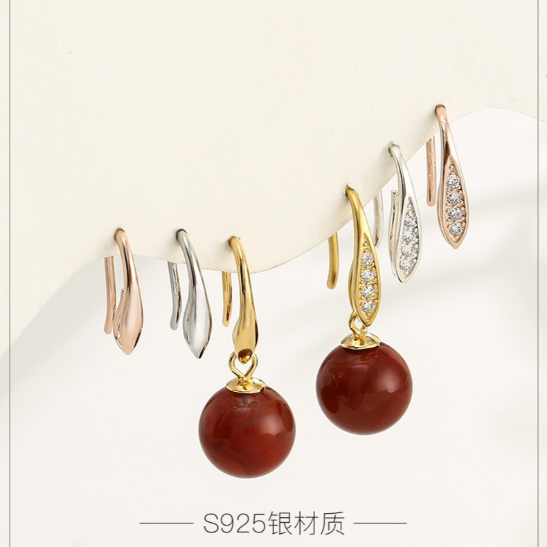 925银耳饰 平安扣空托配件万能耳钩耳吊小孔diy自由挂件耳饰简约