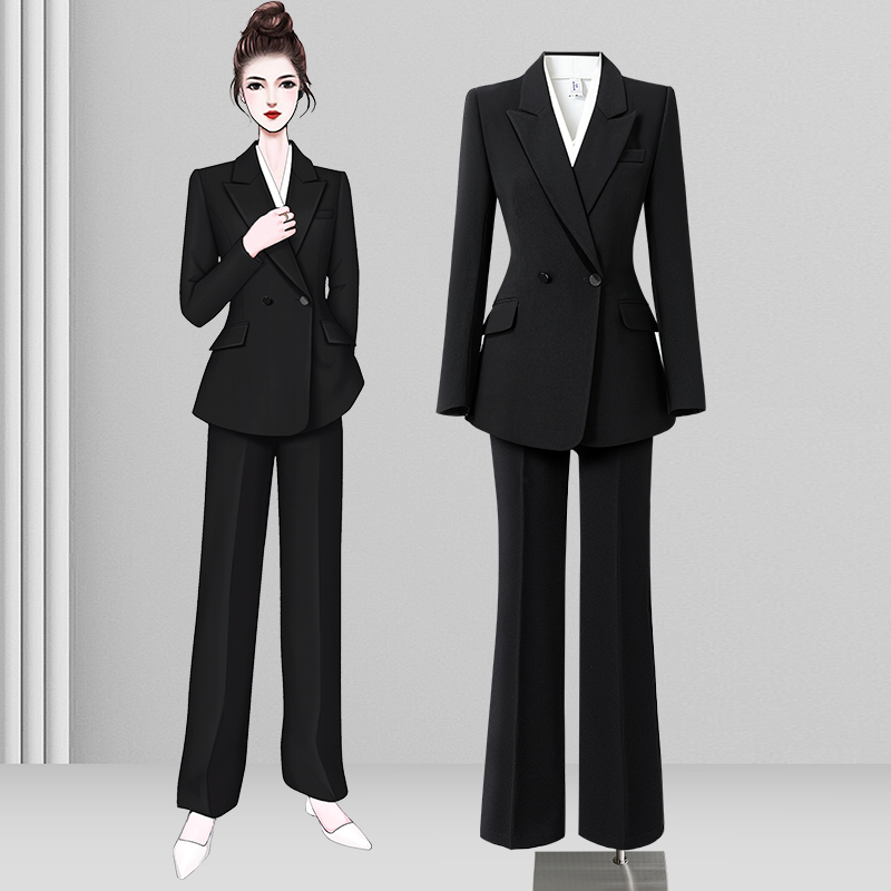GUTIFU黑色西装套装女2025秋冬新款立体剪裁西服女神范职业正装