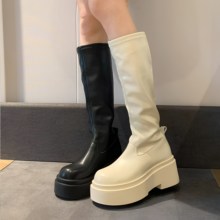 美拉德靴子女长靴2025秋冬季新款高筒靴复古百搭小个子厚底瘦瘦靴