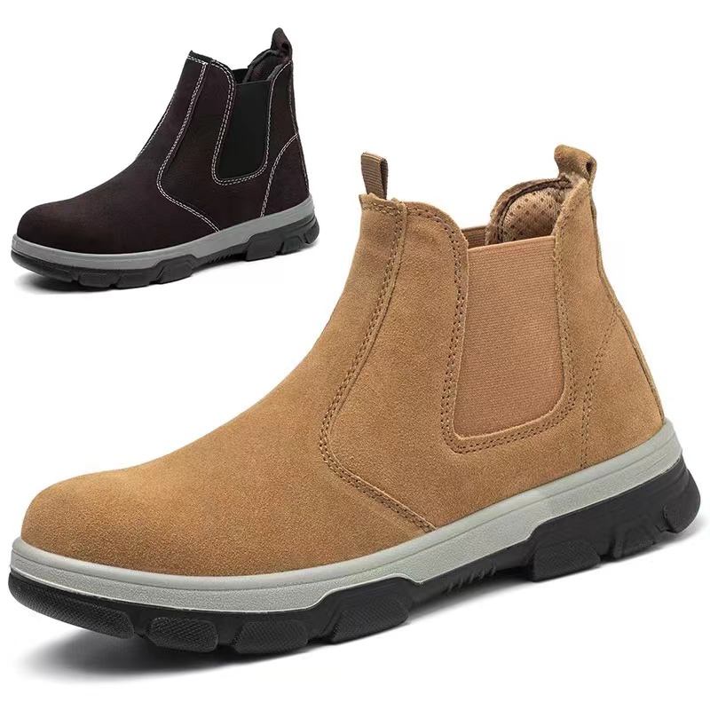 冬季电焊工劳保鞋男一脚蹬防烫牛皮防砸防刺穿轻便耐磨工地工作鞋