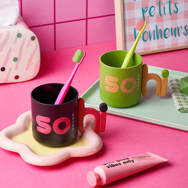 牙杯新款多巴胺撞色漱口杯原创设计刷牙杯家用洗漱趣味漱口杯家用