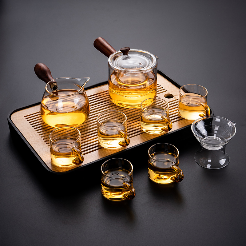 加厚耐热透明专用玻璃功夫茶具套装家用客厅茶杯简约茶壶4-6人