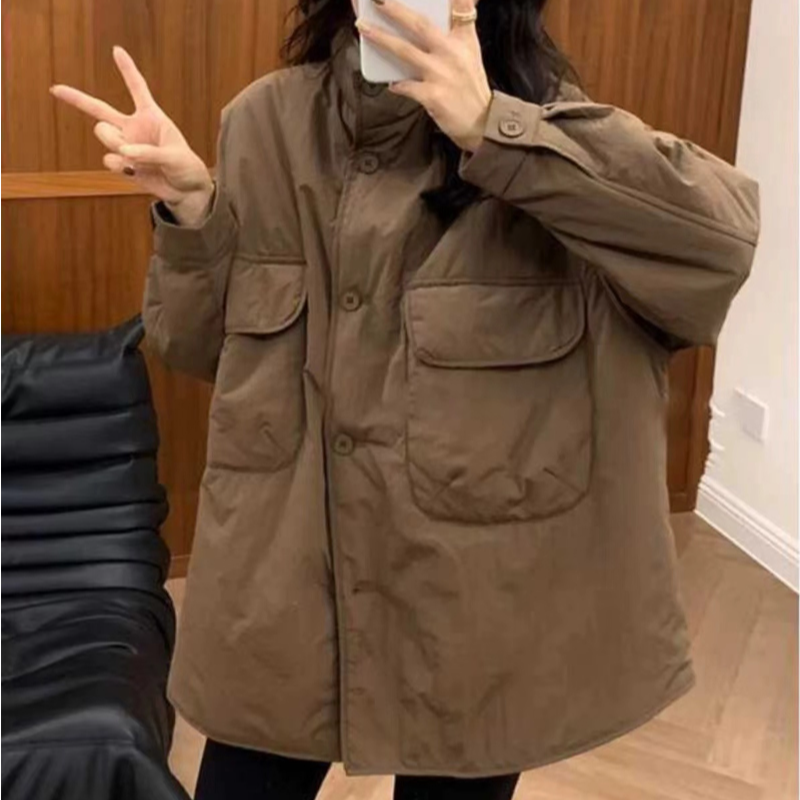 宽松棉衣外套2025秋冬新款韩版棉服女中长款百搭时尚黑色外套