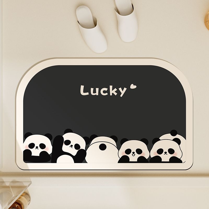 幸运熊猫软硅藻泥地垫脚垫吸水防滑卫生间洗手池浴室速干卡通厕所