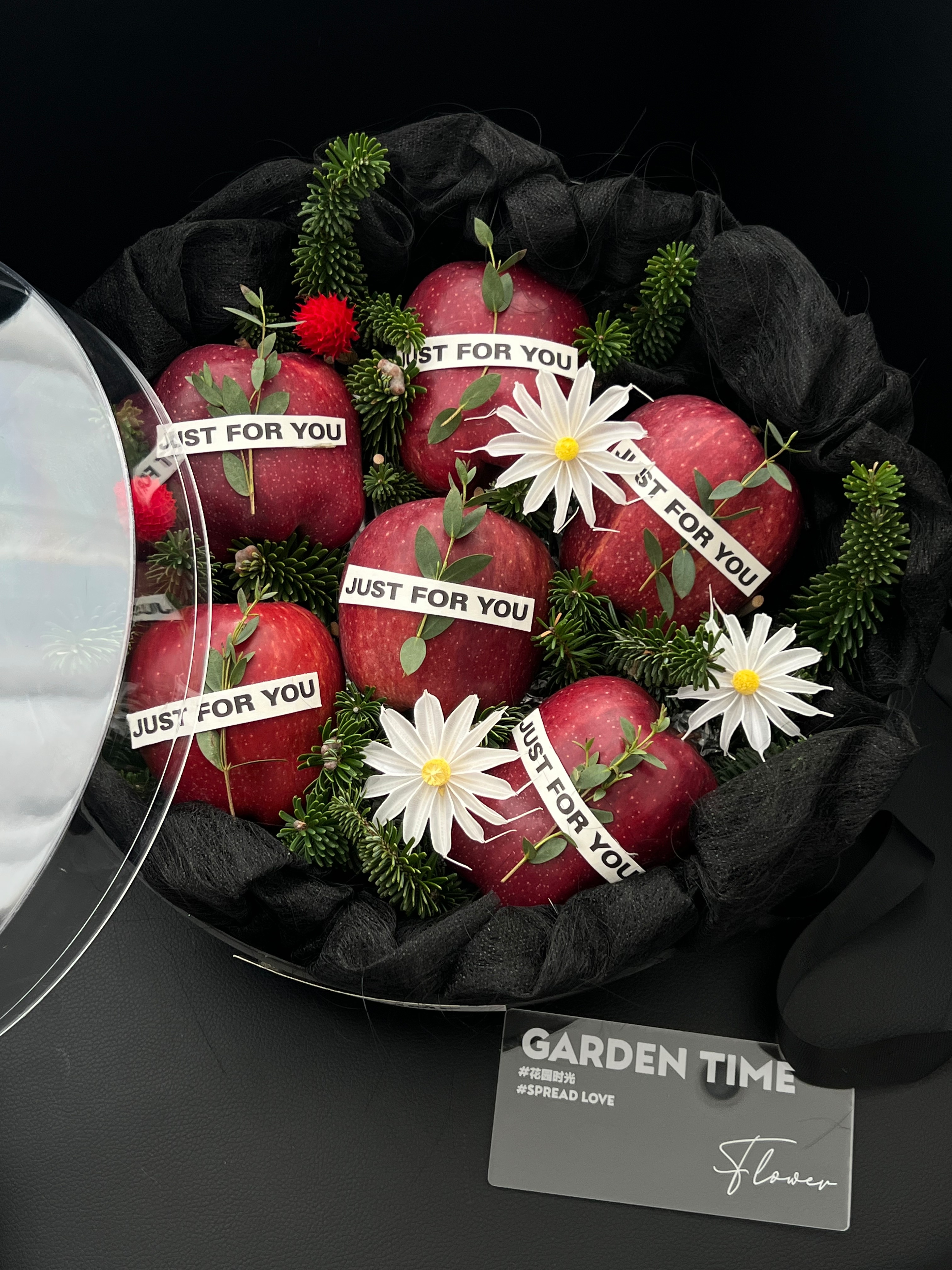 高档防水亚克力礼盒圆形套三入冬套水果鲜花花店水果店