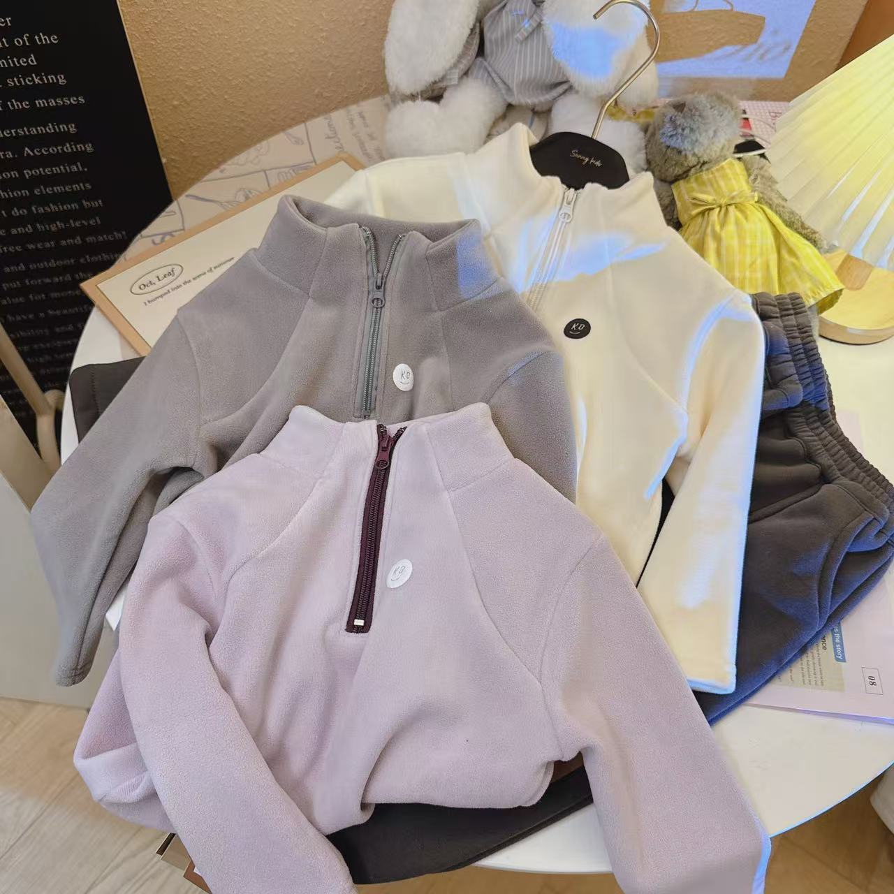 【耀选专属】儿童半拉链加绒立领卫衣中大童长袖双面奥粒绒加厚冬款