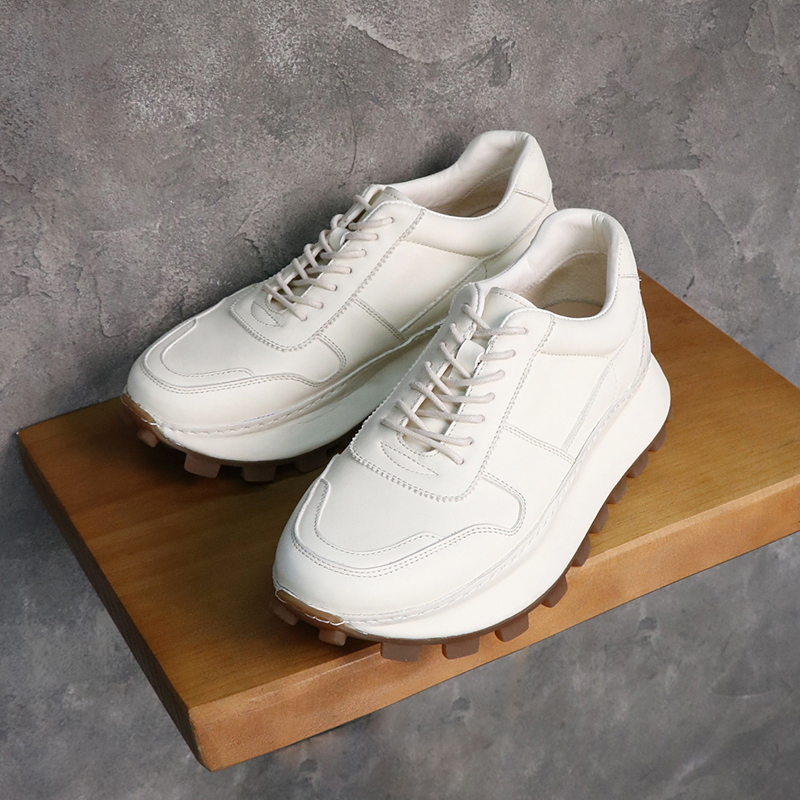 CH8815-1 高端手工复古真皮运动老爹板鞋增高厚底德训阿甘小白鞋