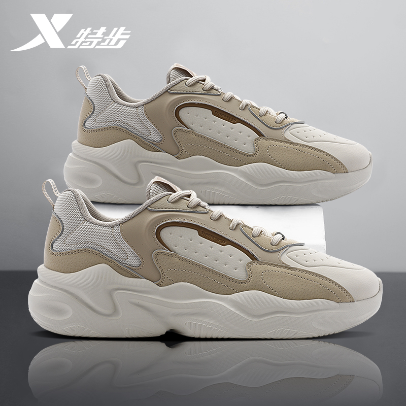 特步男鞋官方正品运动鞋2025秋冬新款皮面防水休闲鞋潮流鞋子男款
