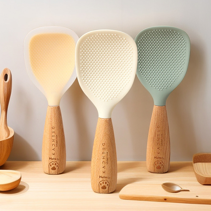 硅胶不粘可立式饭勺家用盛饭耐高温米饭铲子电饭煲便携式打饭勺子