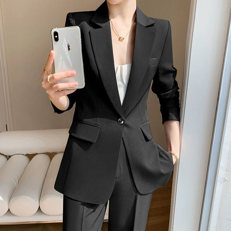 韩版小西装春秋显瘦气质时尚休闲黑色修身正装职业小西服上衣