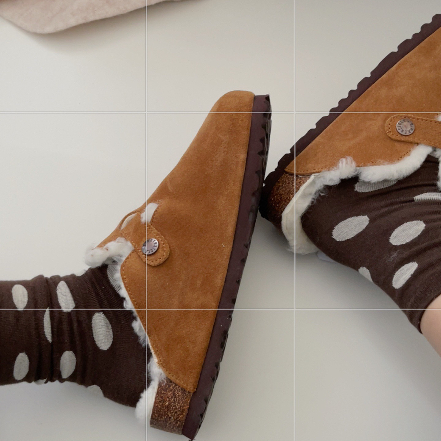 【勃肯拖】河南桑坡秋冬羊皮毛一体拖鞋勃肯羊毛加绒包头棉拖棉鞋