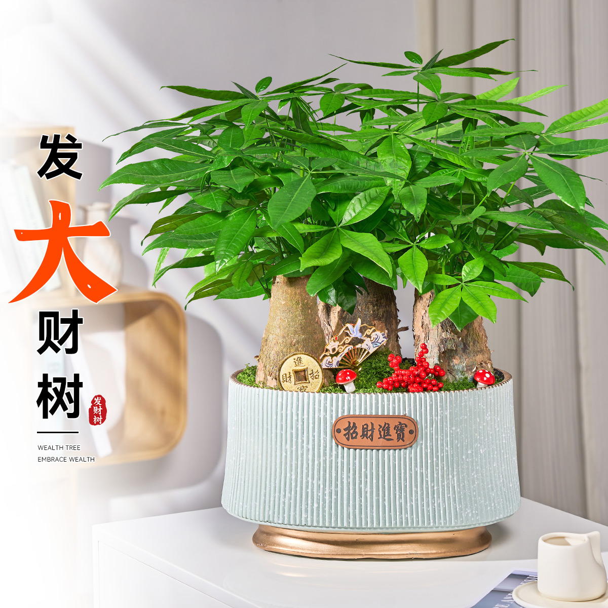 发财树大盆栽客厅室内植物办公室桌面大棵绿植四季好养活开业送礼