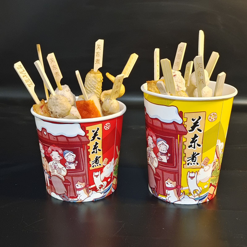 关东煮杯子试用装防烫一次性纸杯桶加厚纸碗带盖子外卖商用关东煮